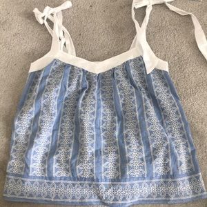 Loft blue shoulder tie tank top